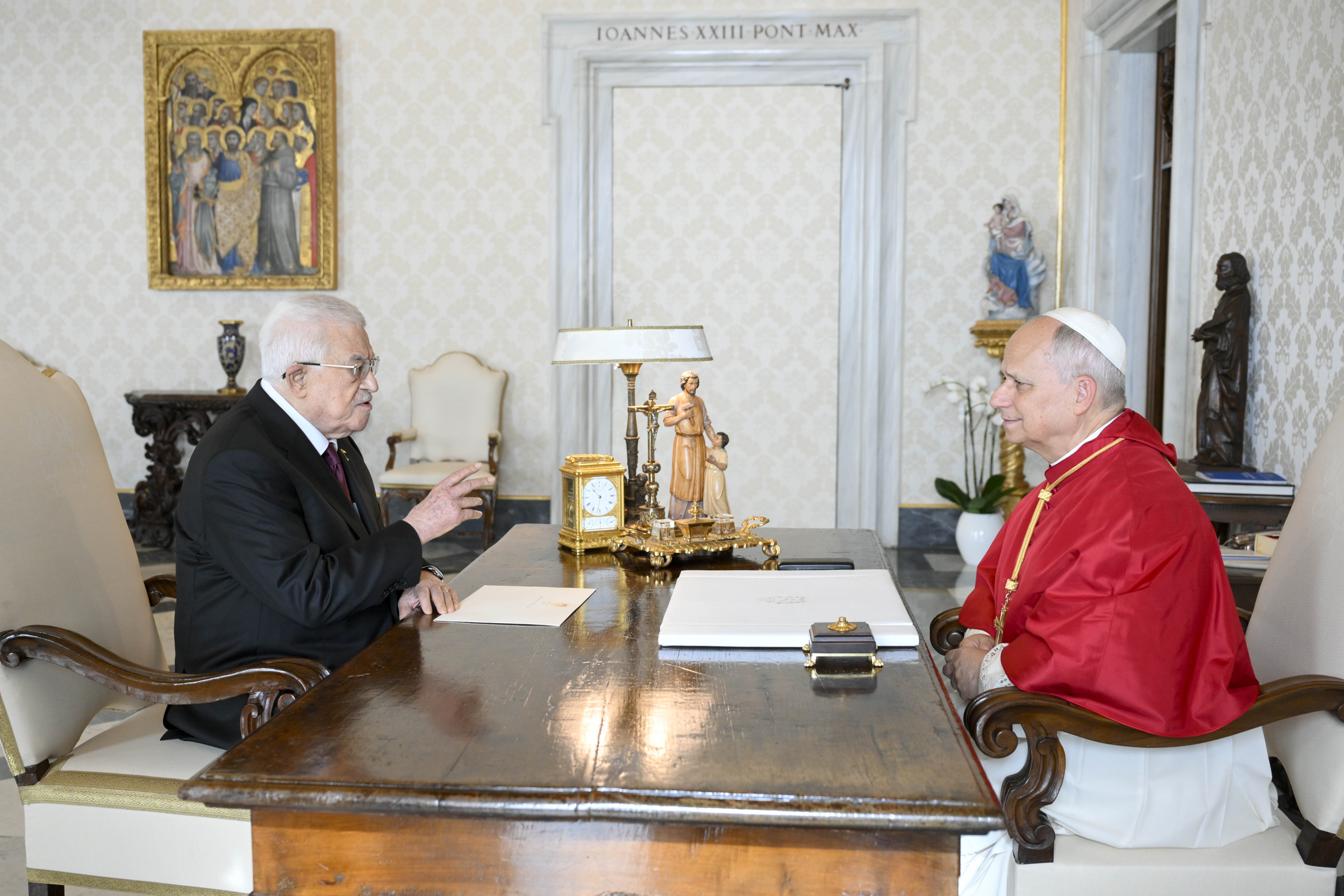 Pope Leo meets with Palestinian President Abbas