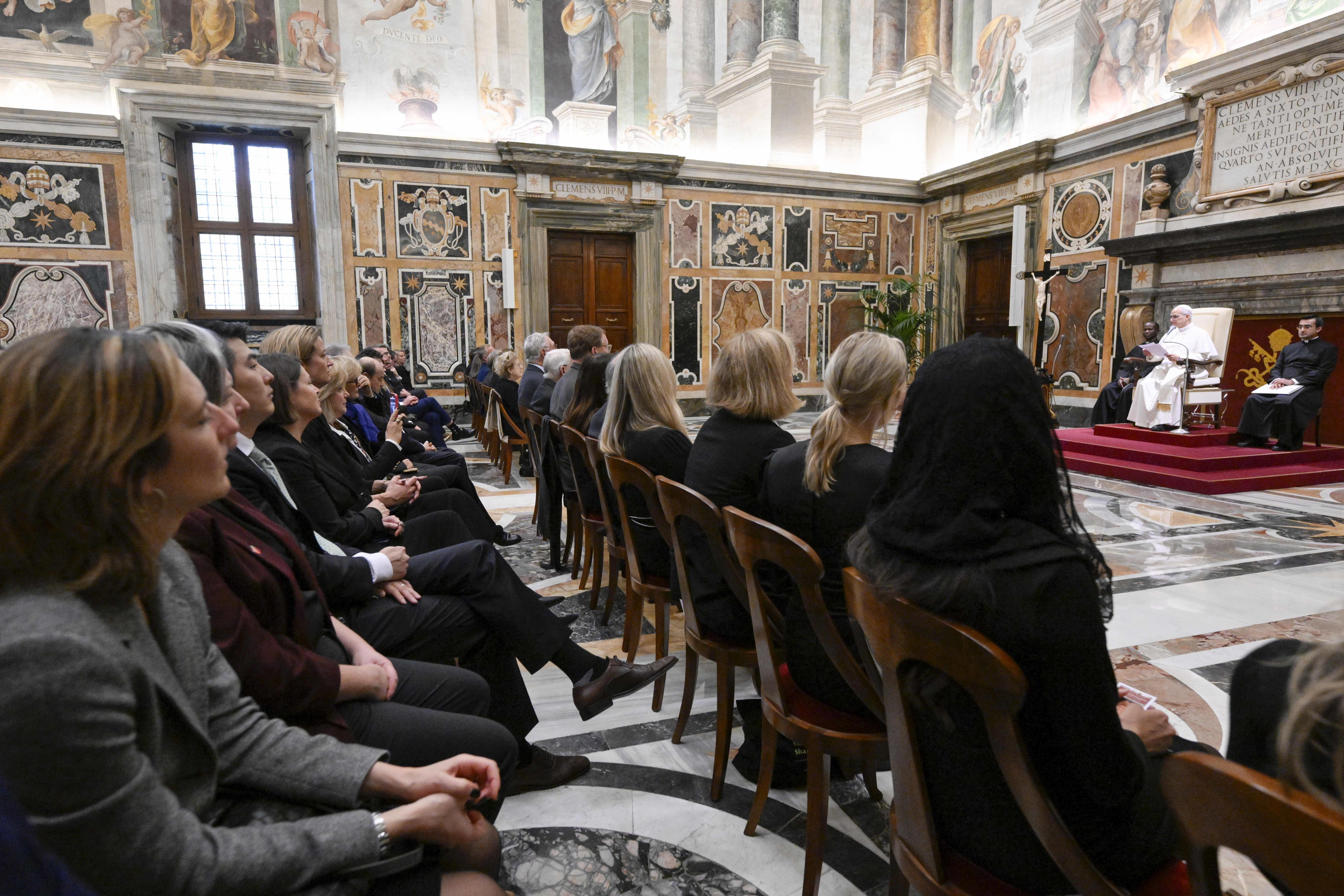 Pope Leo speaks to conference participants about AI and children