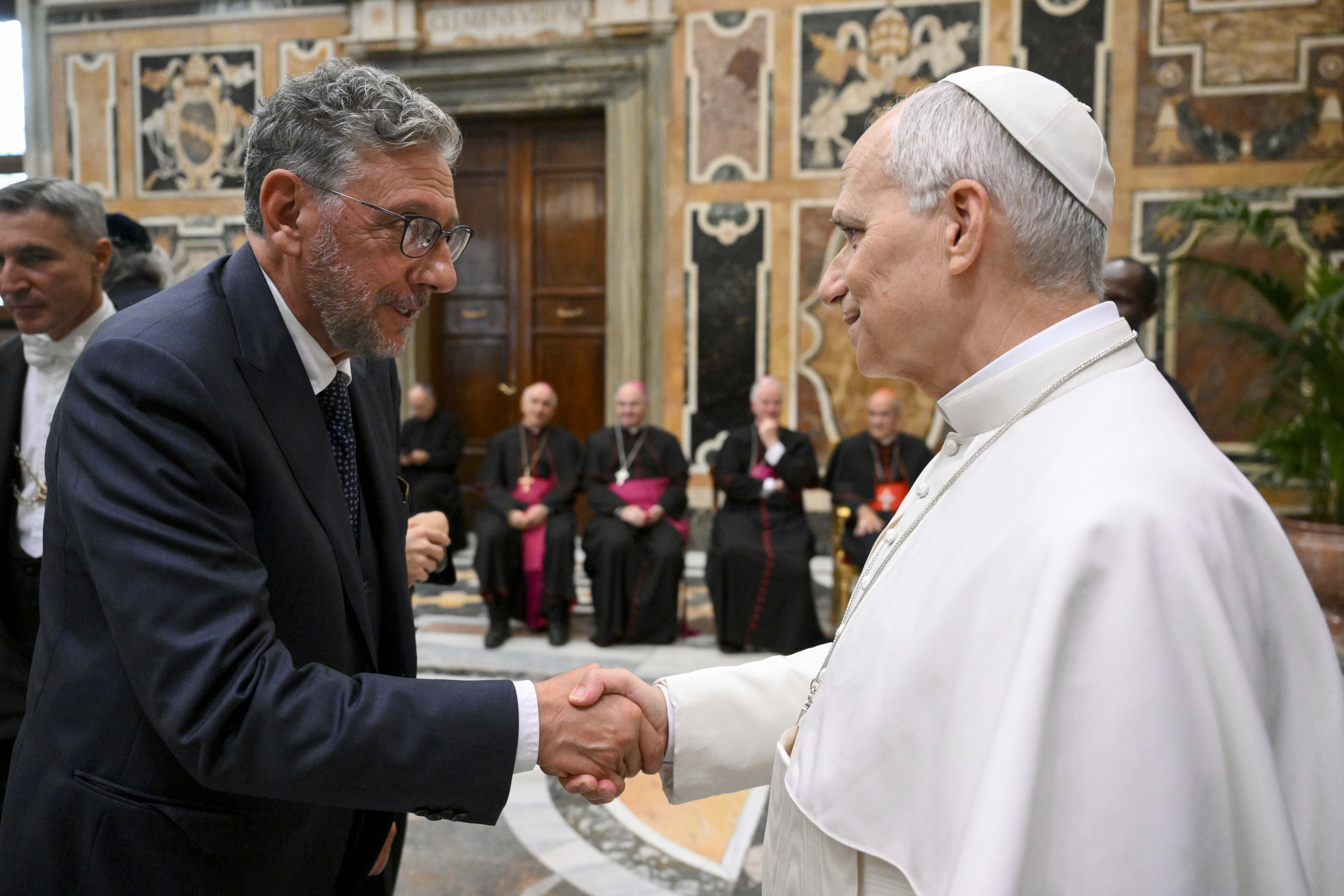 Pope Leo with actor Sergio Castellitto