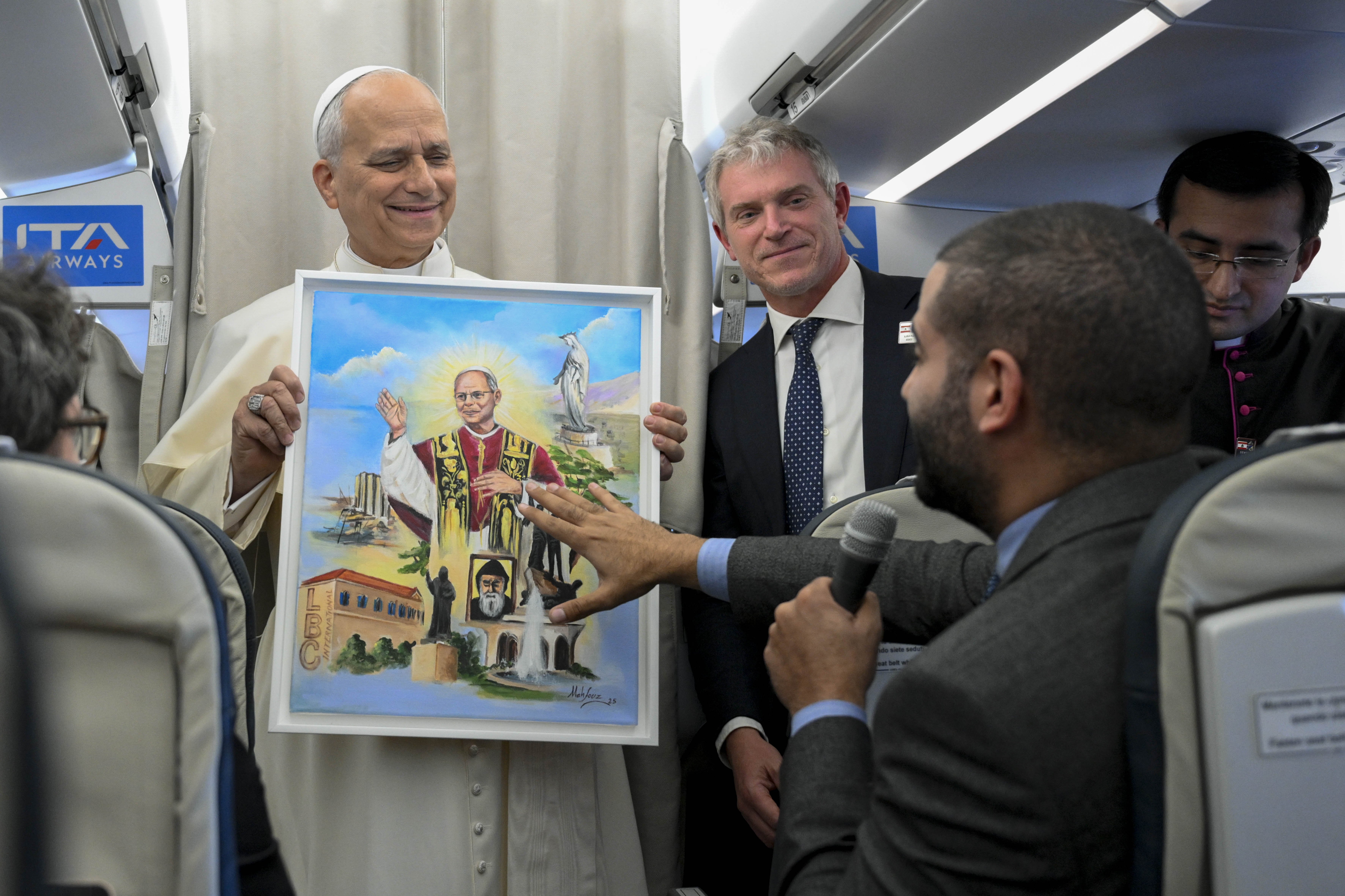 Pope Leo receives a gift from Lebanese television
