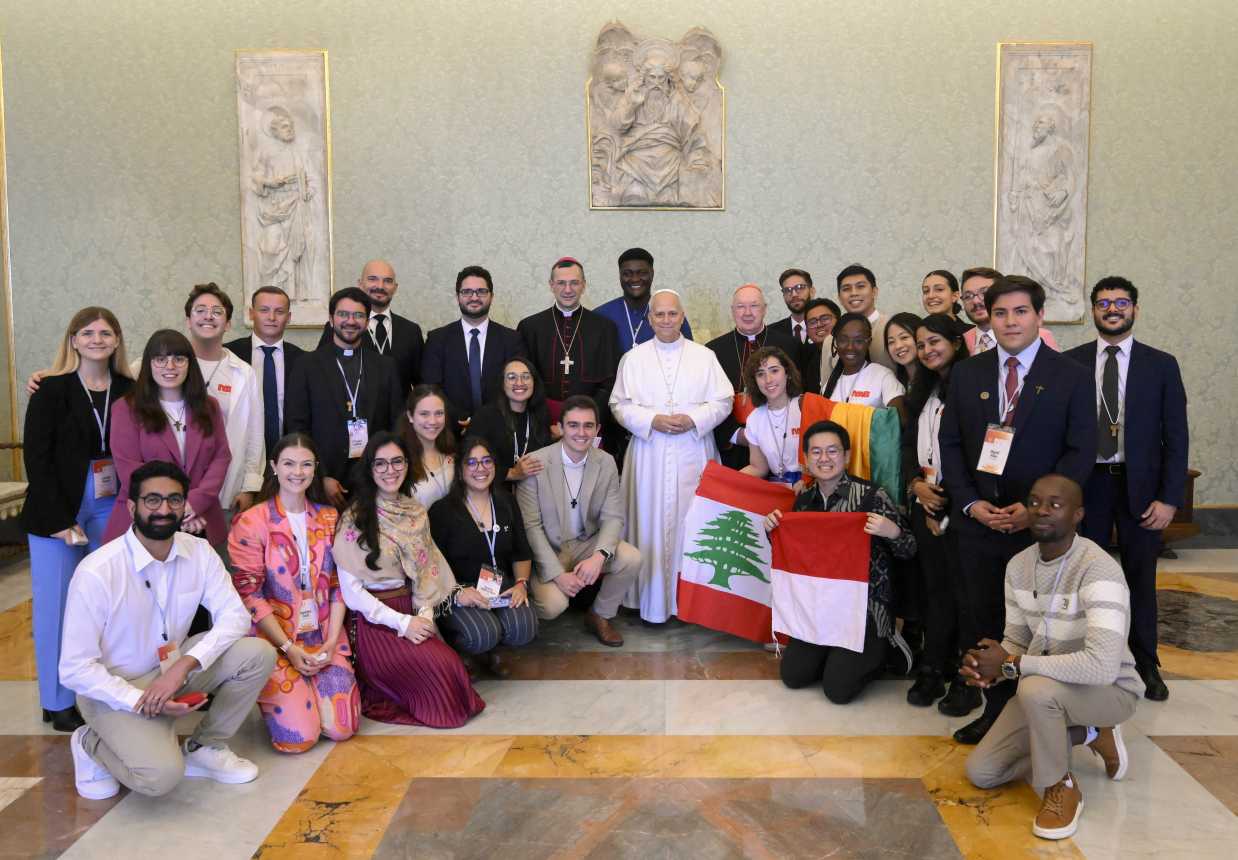Pope Leo with members of the International Youth Advisory Body