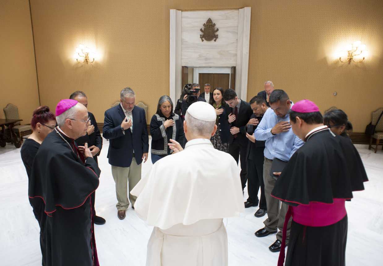 Pope Leo blesses people working with migrants in the US