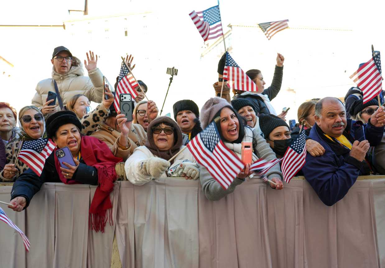 Visitors from U.S. cheer for Pope Leo at the Vatican