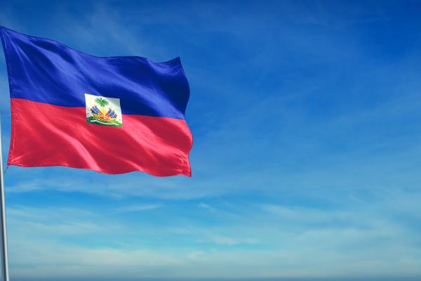 Haitian national flag blue sky