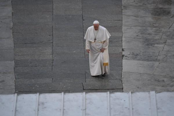 Pope Francis alone in St. Peter's Square