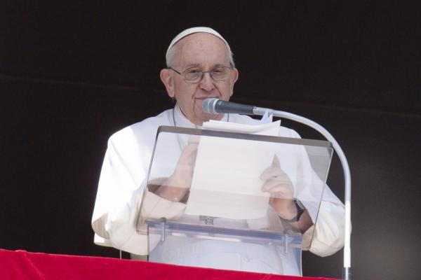 Pope Francis recites the Angelus