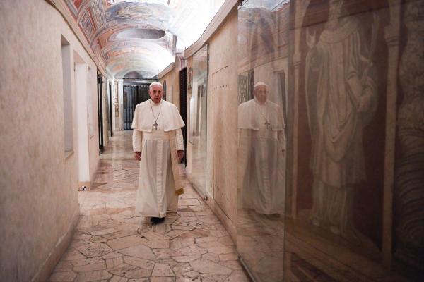 Pope Francis in the crypt of St. Peter's Basilica