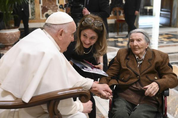 Pope Francis with elderly woman