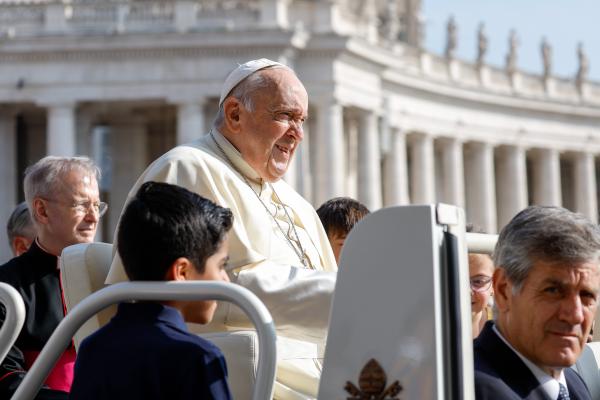 Pope Francis rides the popemobile in St. Peter's Square