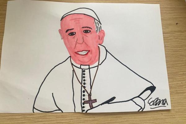 Child's drawing of pope