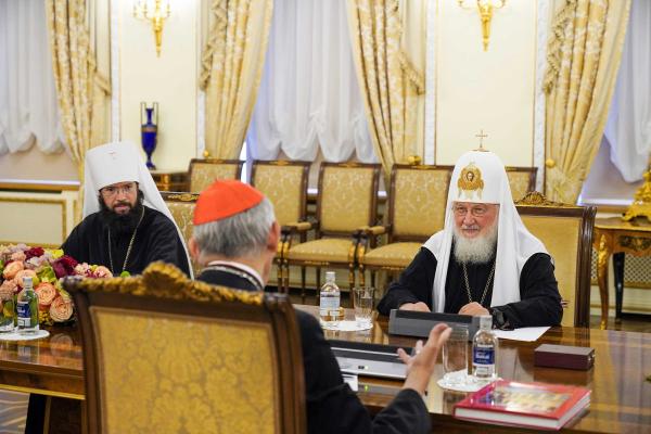 Cardinal Zuppi meets with Russian Orthodox Patriarch Kirill of Moscow