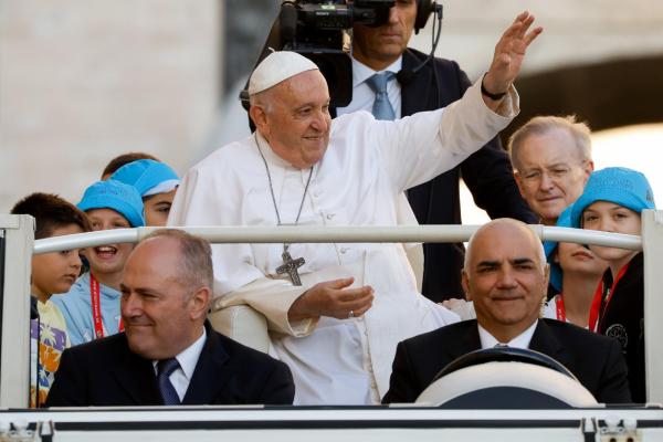 Pope Francis in the popemobile