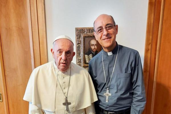 Pope Francis and Cardinal-designate Víctor Manuel Fernández.