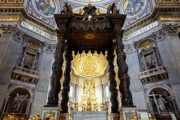 The baldachin, or canopy, over the tomb of St. Peter. 