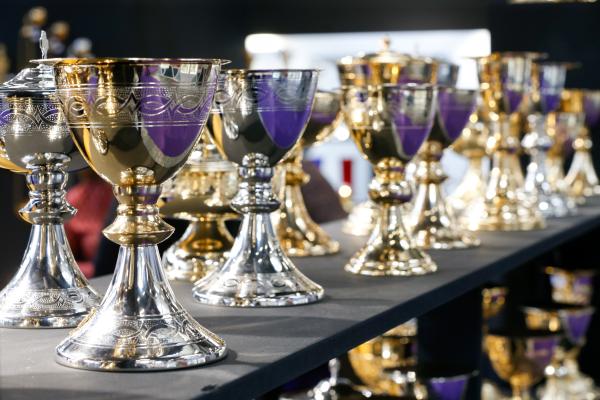 Chalices on display.