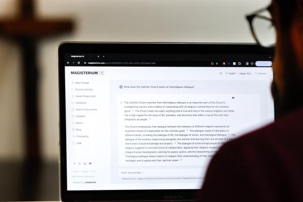 A person uses the MagisteriumAI system.