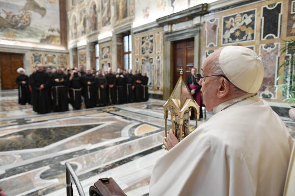 Pope Francis meets with Franciscans