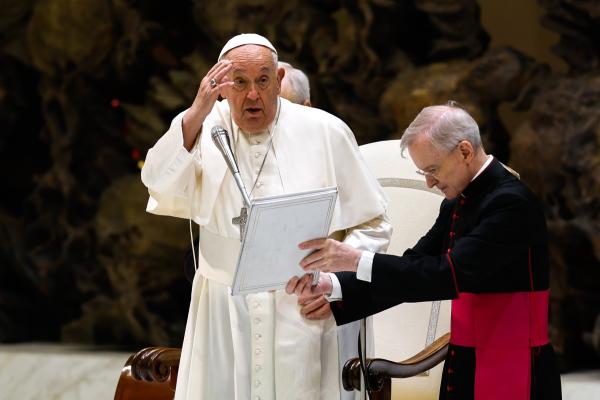 Pope Francis gives his blessing.