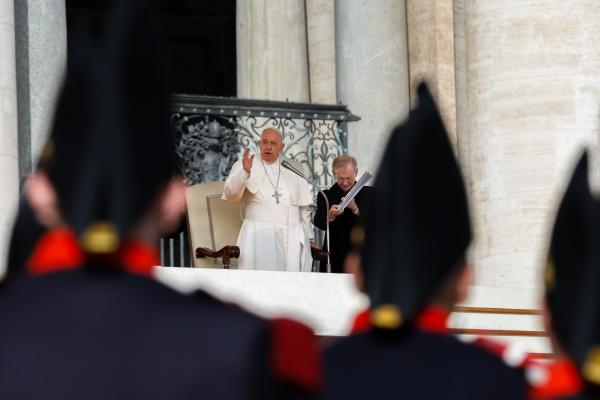 Pope Francis gives his blessing.