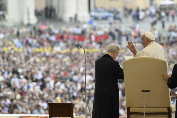 Pope Francis gives his blessing.