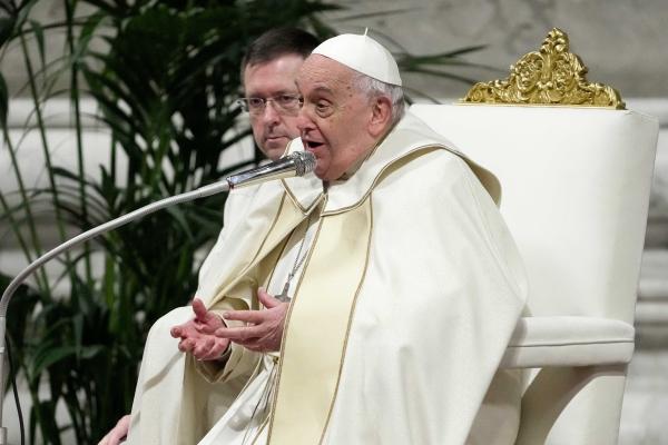 Pope Francis gives his homily during Mass