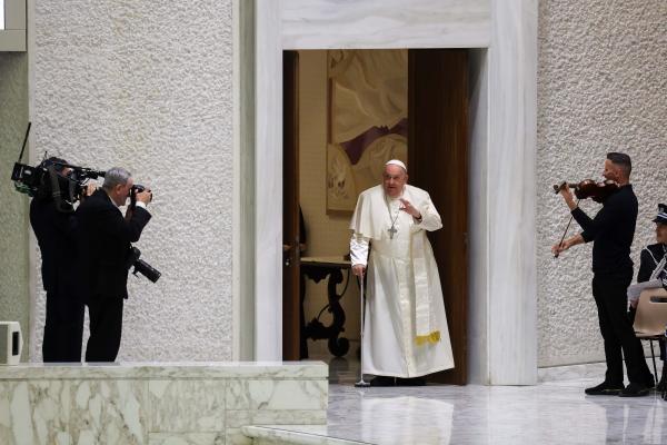 Pope Francis arrives for his general audience.