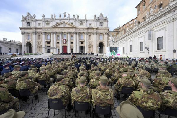 Pope Francis celebrates Mass with members of the military and police