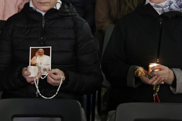 Religious sisters pray the rosary for Pope Francis