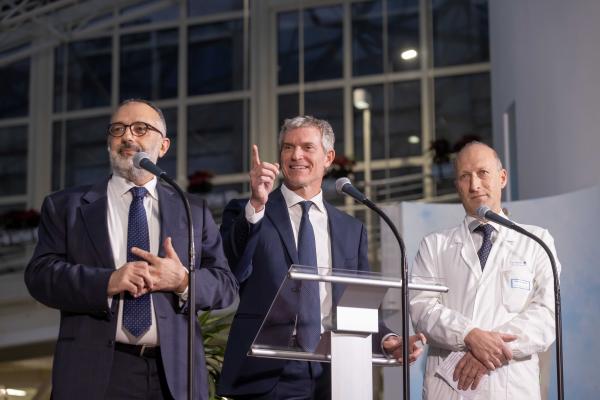 A news conference is held at Rome's Gemelli hospital.