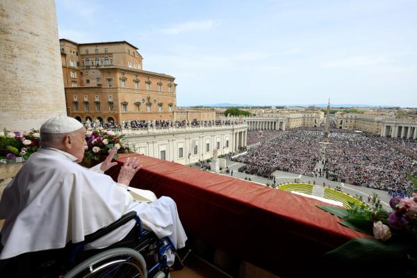 Pope Francis greets people on Easter in St. Peter's Square