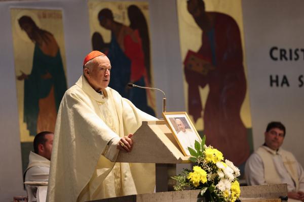 Cardinal McElroy gives his homily at a Rome parish