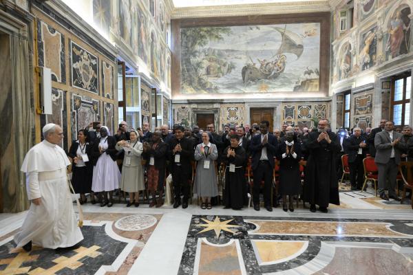 Pope Leo XIV arrives at meeting with national mission directors