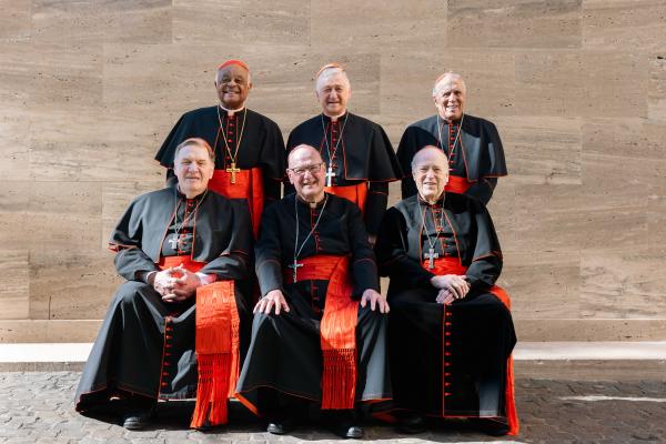 U.S. cardinals pose for a photo at the Pontifical North American College in Rome.