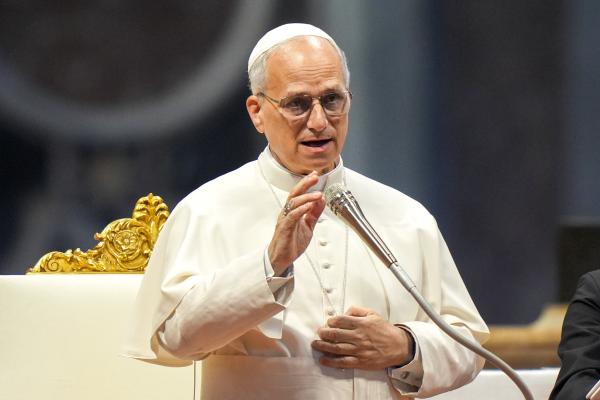 Pope Leo XIV gives his blessing to pilgrims in Rome for the Holy Year 2025.