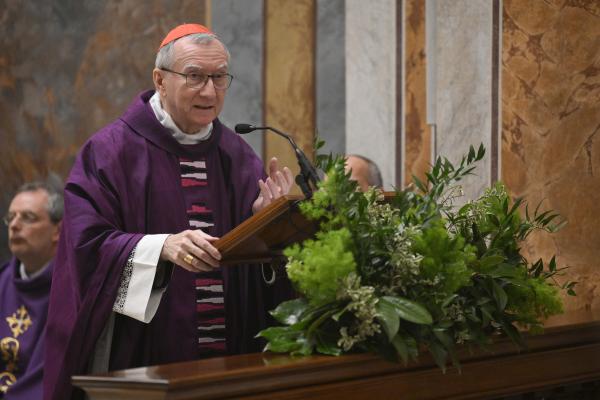 Cardinal Pietro Parolin at a Mass in March
