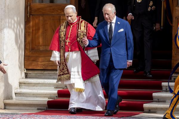 Pope Leo XIV and King Charles III at the Vatican