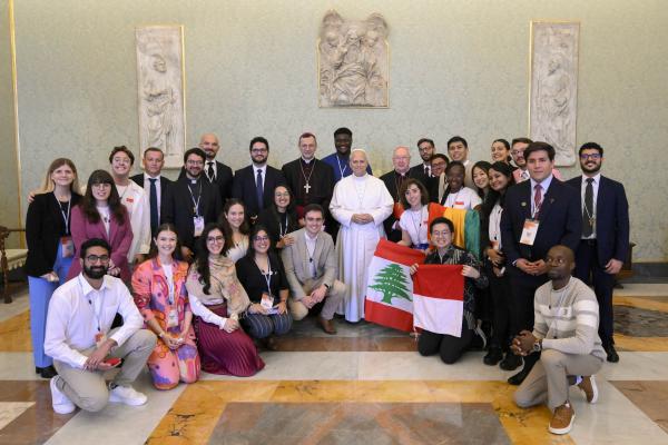 Pope Leo with members of the International Youth Advisory Body