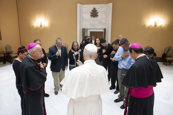 Pope Leo blesses people working with migrants in the US