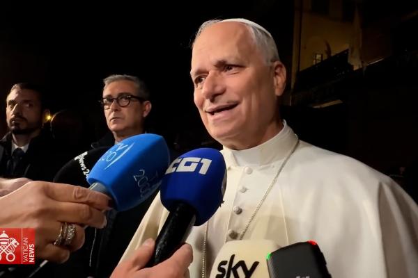 Pope Leo speaks to reporters Nov. 4