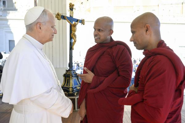 Pope Leo greets Buddhist monks after audience