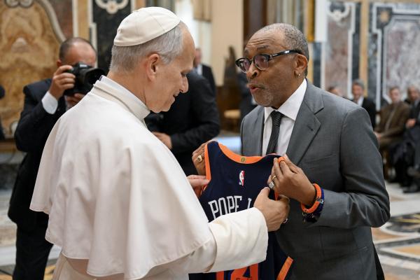 Pope Leo with director Spike Lee