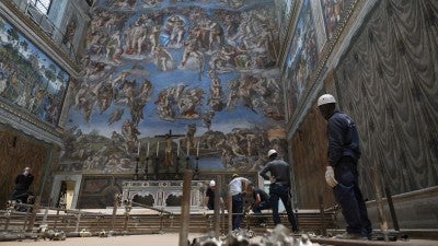 Creation, Last Judgment, stoves: Workers ready Sistine Chapel for conclave 