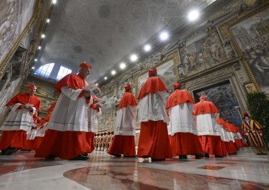 Calling on the Holy Spirit and all the saints, cardinals begin conclave