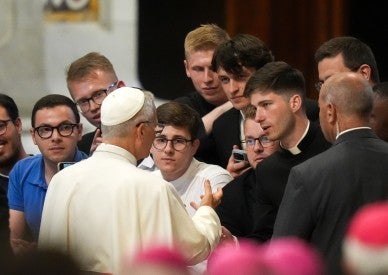 Love with Christ's compassionate heart, Pope Leo tells seminarians