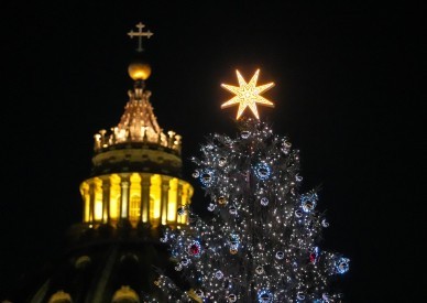 Christmas creche, tree are signs of hope, pope says