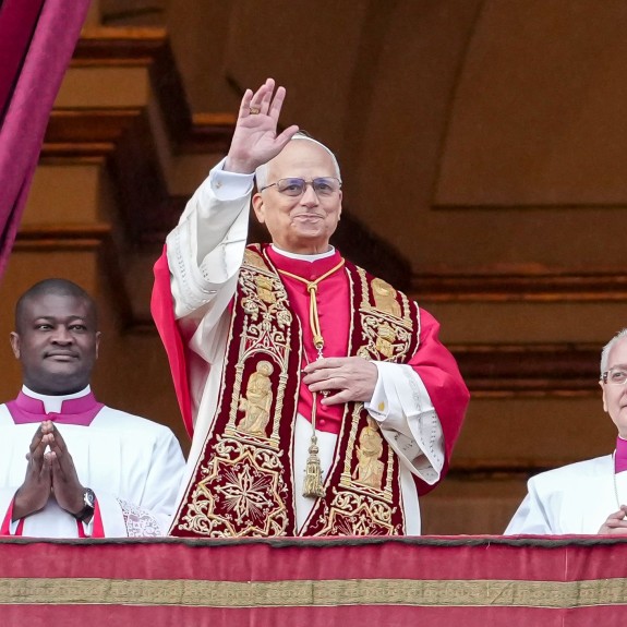 Pope Leo XIV appears at the Vatican during his Christmas 2025 blessing