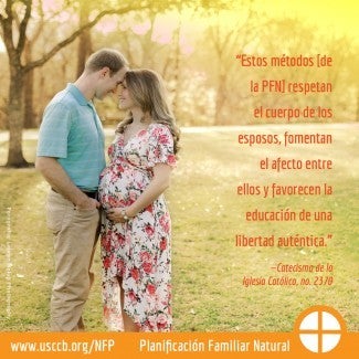 Pregnant wife holds belly and leans into husband