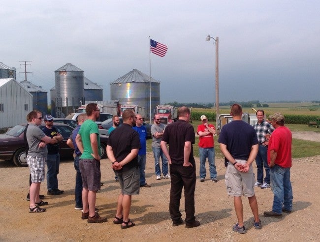 Seminarians visiting farm