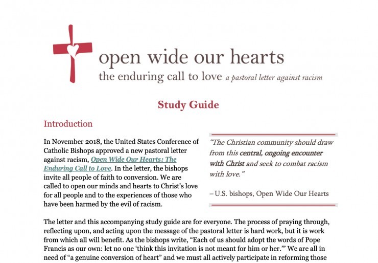 Study Guide for Pastoral Letter Against Racism-Open Wide Our Hearts