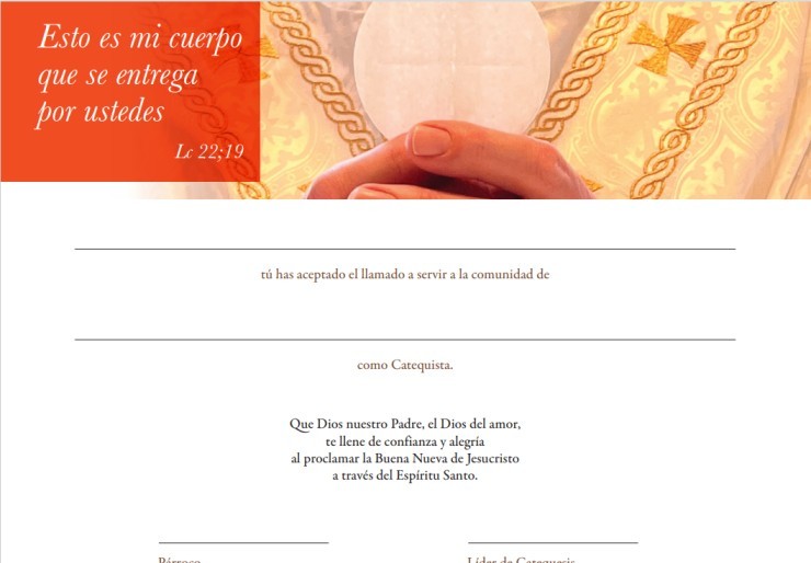 Catechesis Certificate 2022 Cover (Spanish)